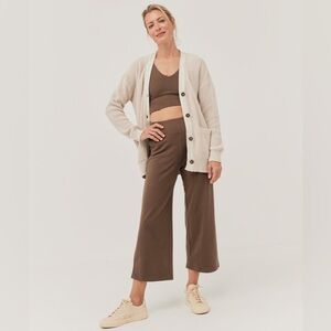 pact 🤎 (Full Set) Organic Brushed Cotton Crop Wide Leg Pants